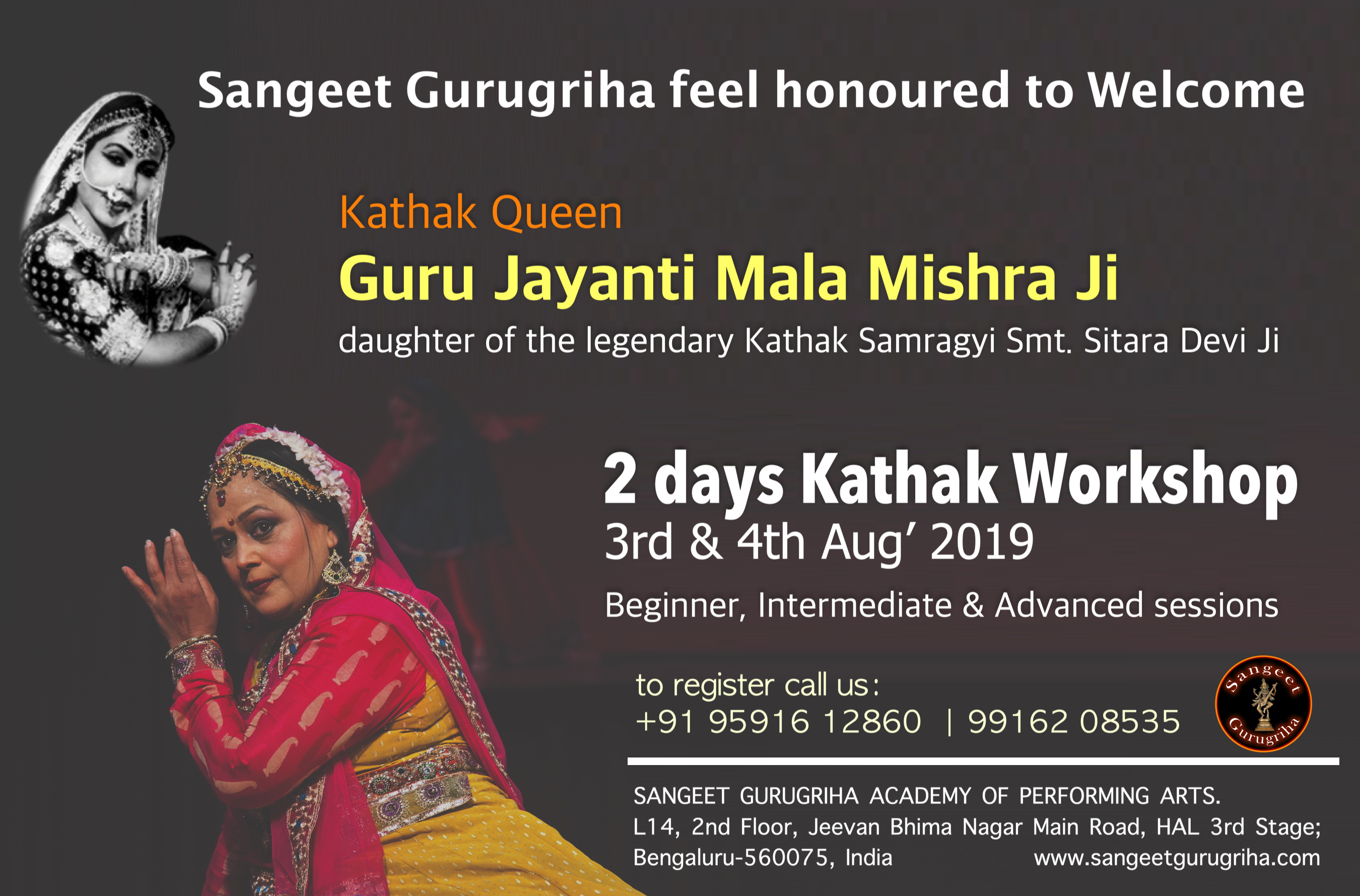 Kathak Workshop by Kathak Queen Guru Jayanti Mala Mishra Ji